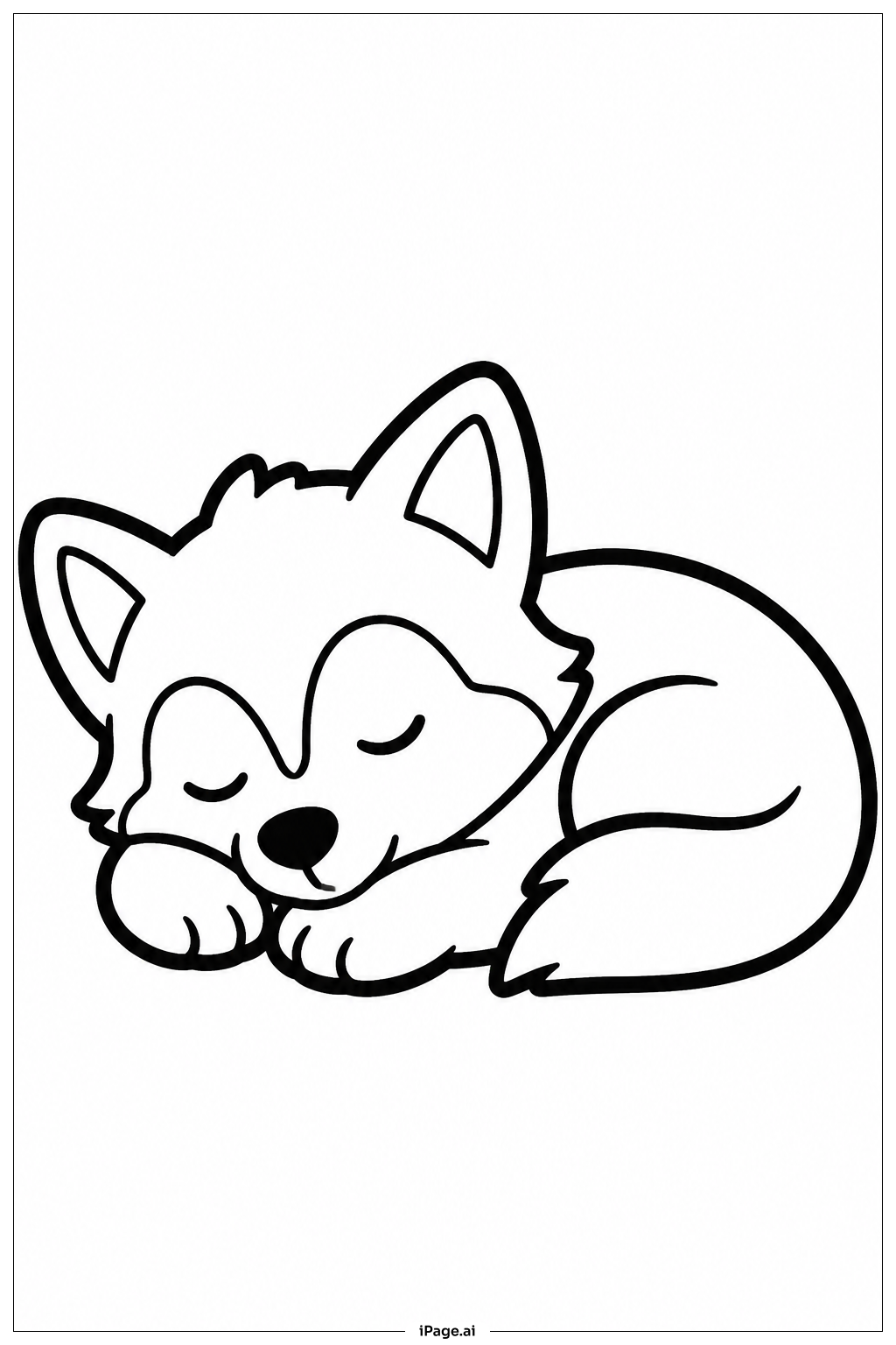Sleeping Wolf Pup Coloring Page