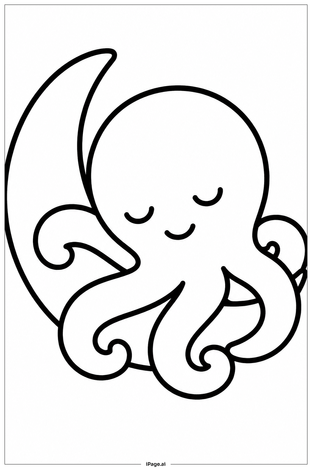 眠たいタコの塗り絵ページ