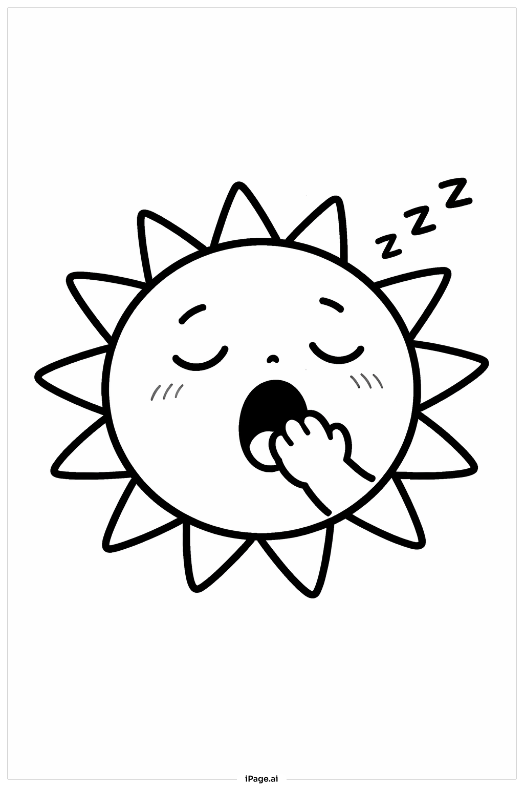  Page de coloriage Soleil Endormi Qui Baille 