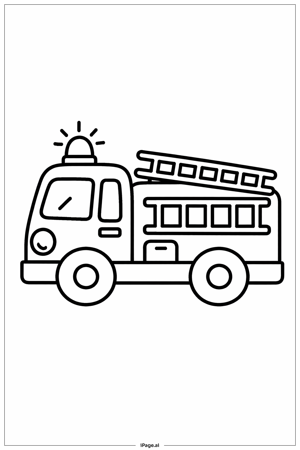  Page de coloriage Petit Camion de Pompiers avec Échelle 