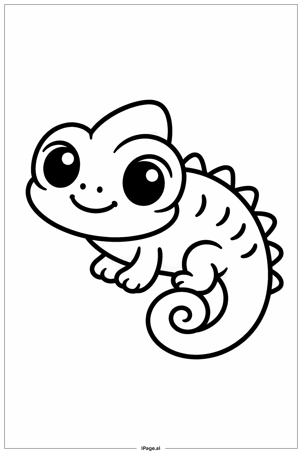 Page de coloriage Bébé Caméléon Souriant