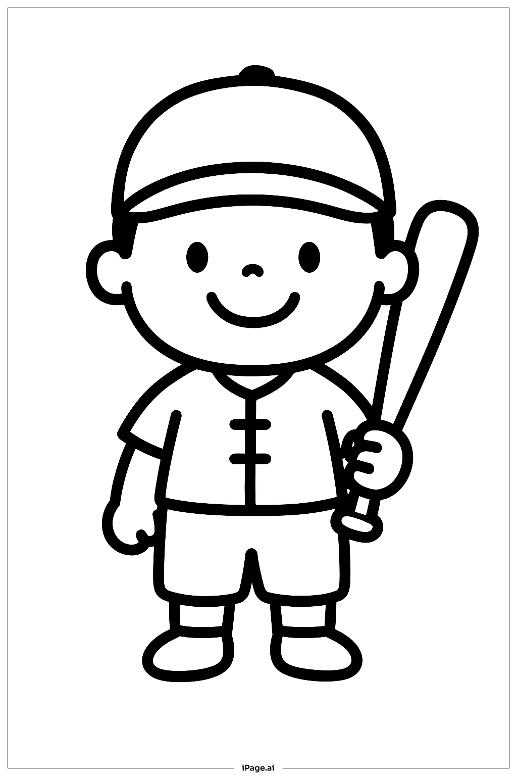 Page de coloriage Joueur de baseball souriant debout