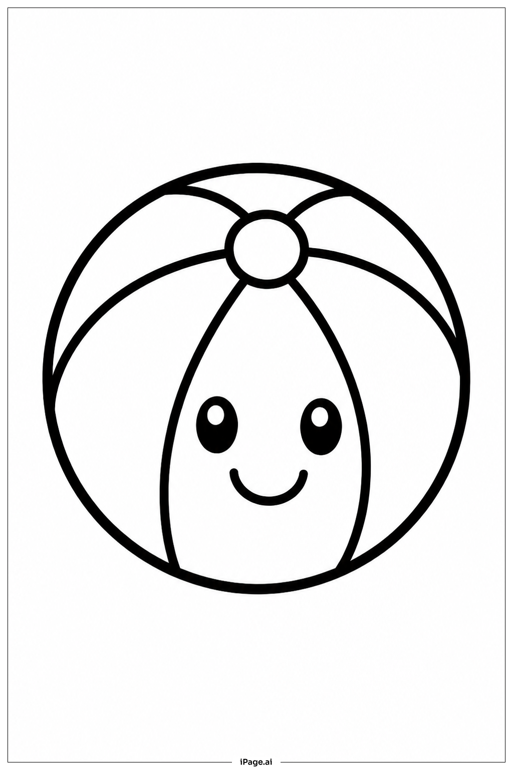 Smiling Beach Ball Coloring Page