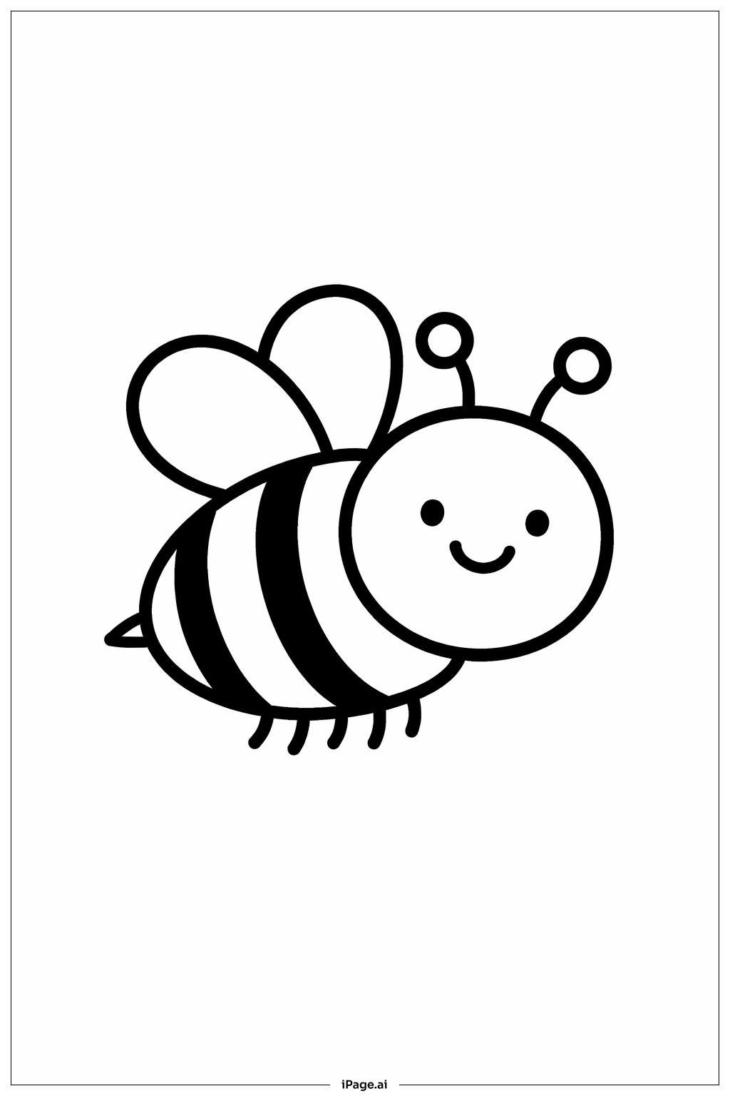  笑顔のミツバチの塗り絵ページ 
