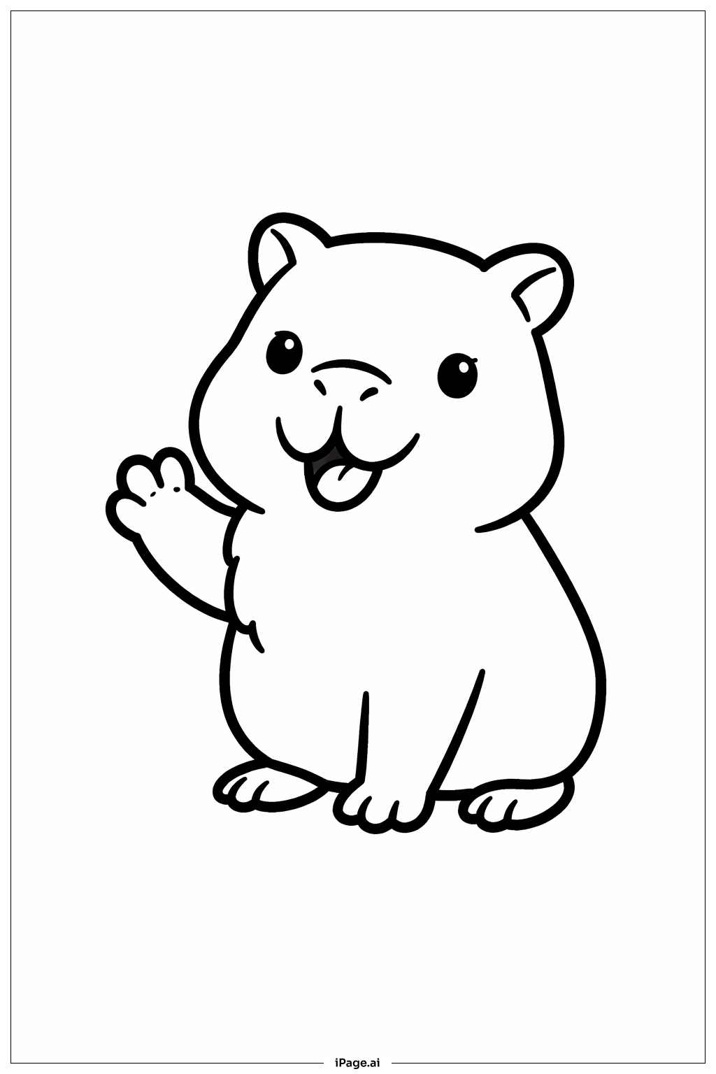  Página para colorir de Capivara Sorridente Acenando 