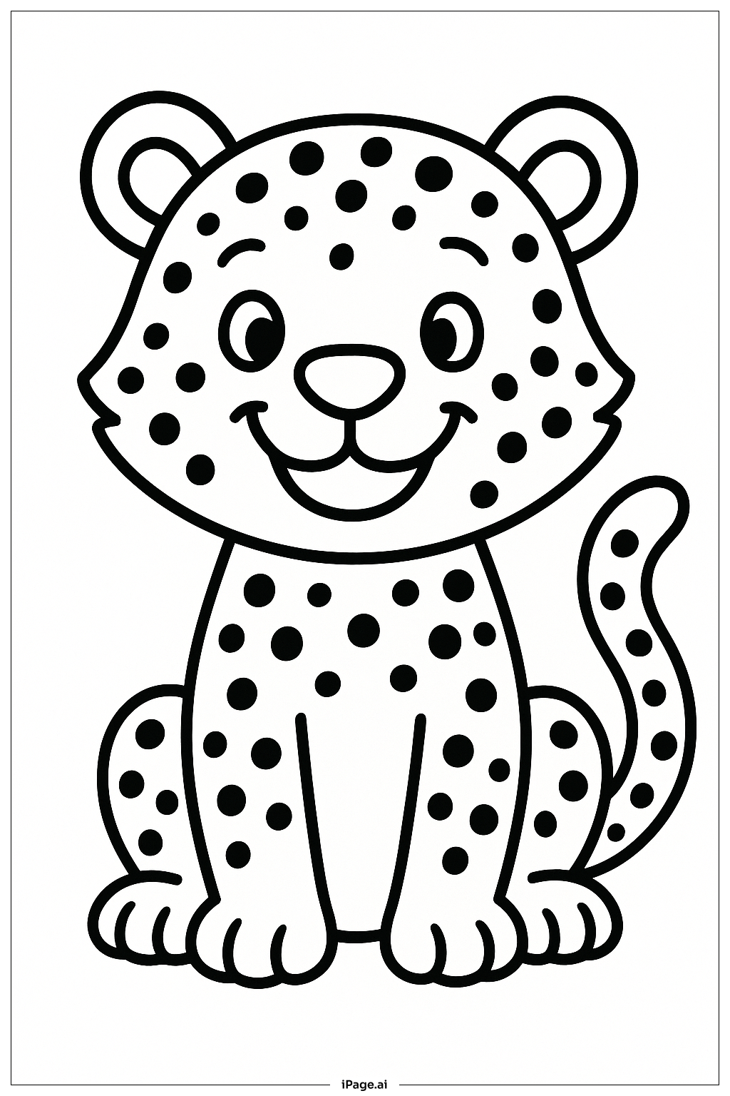  微笑的猎豹坐着填色页 