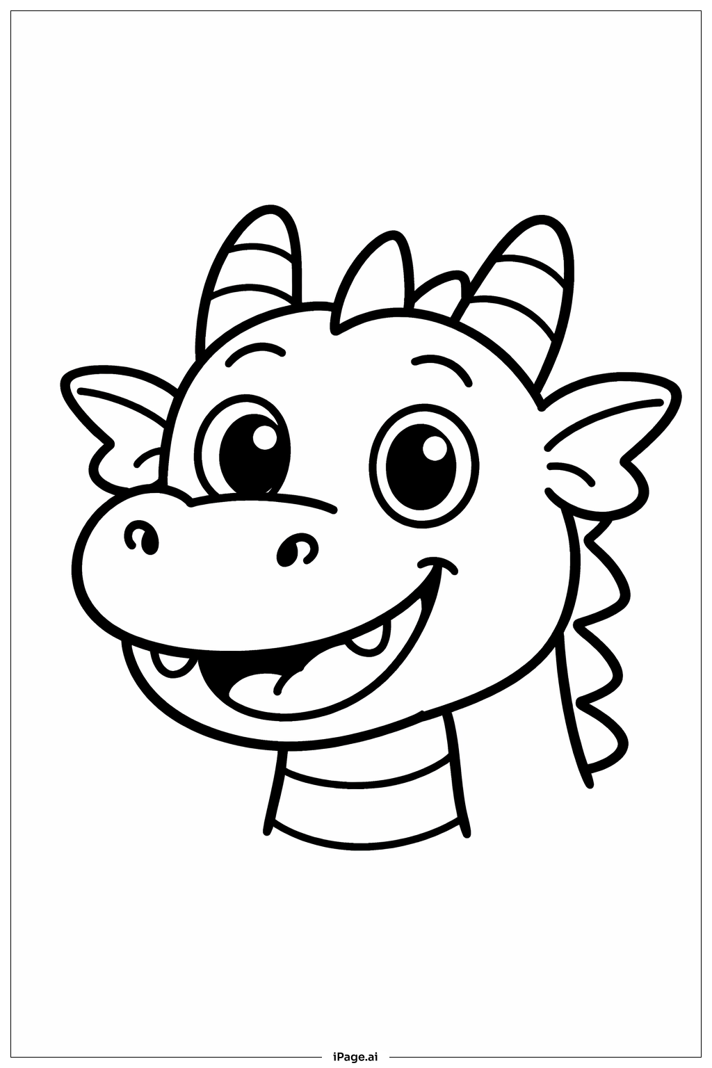  Página para colorir de Rosto de Dragão Sorridente 