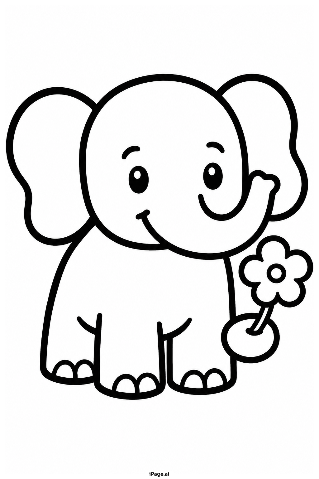 Smiling Elephant Coloring Page