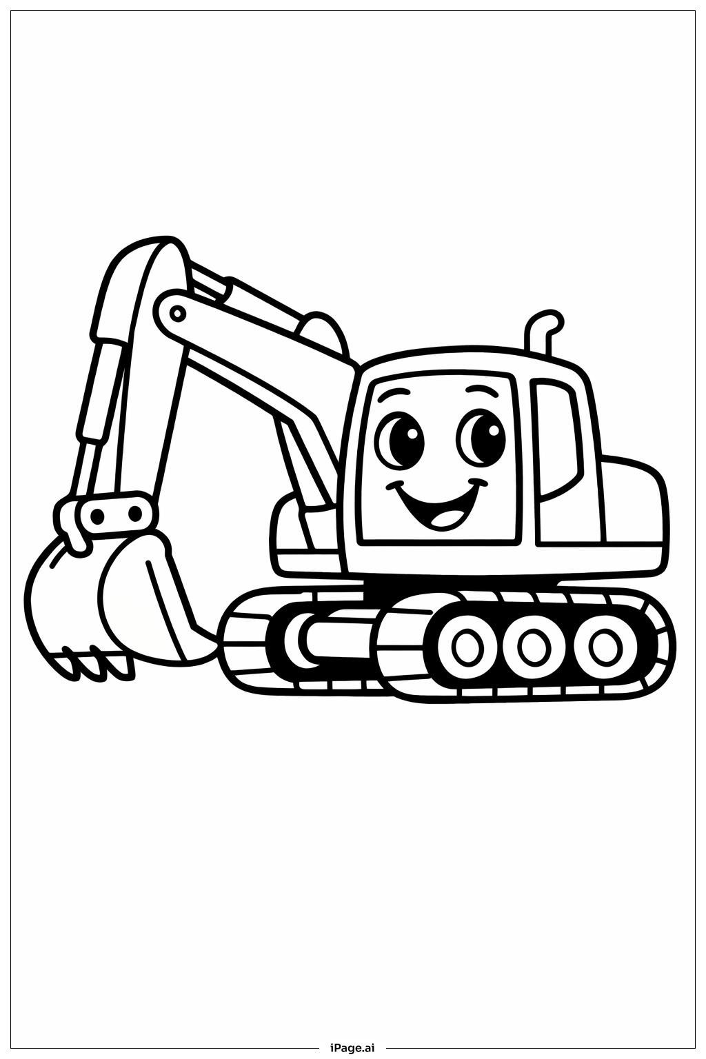  Página para colorir de Escavadora Sorridente 