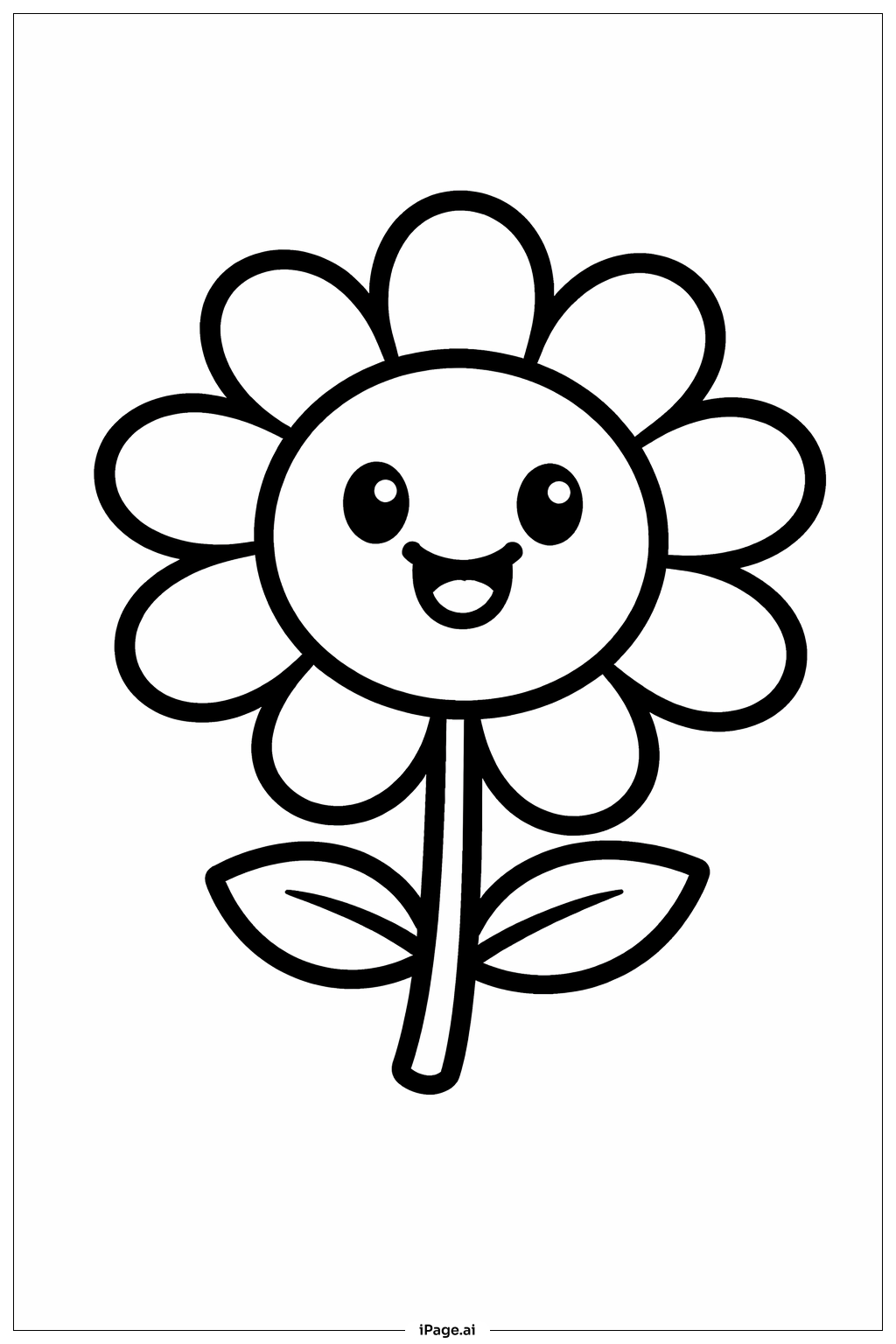 Smiling Flower Face Coloring Page