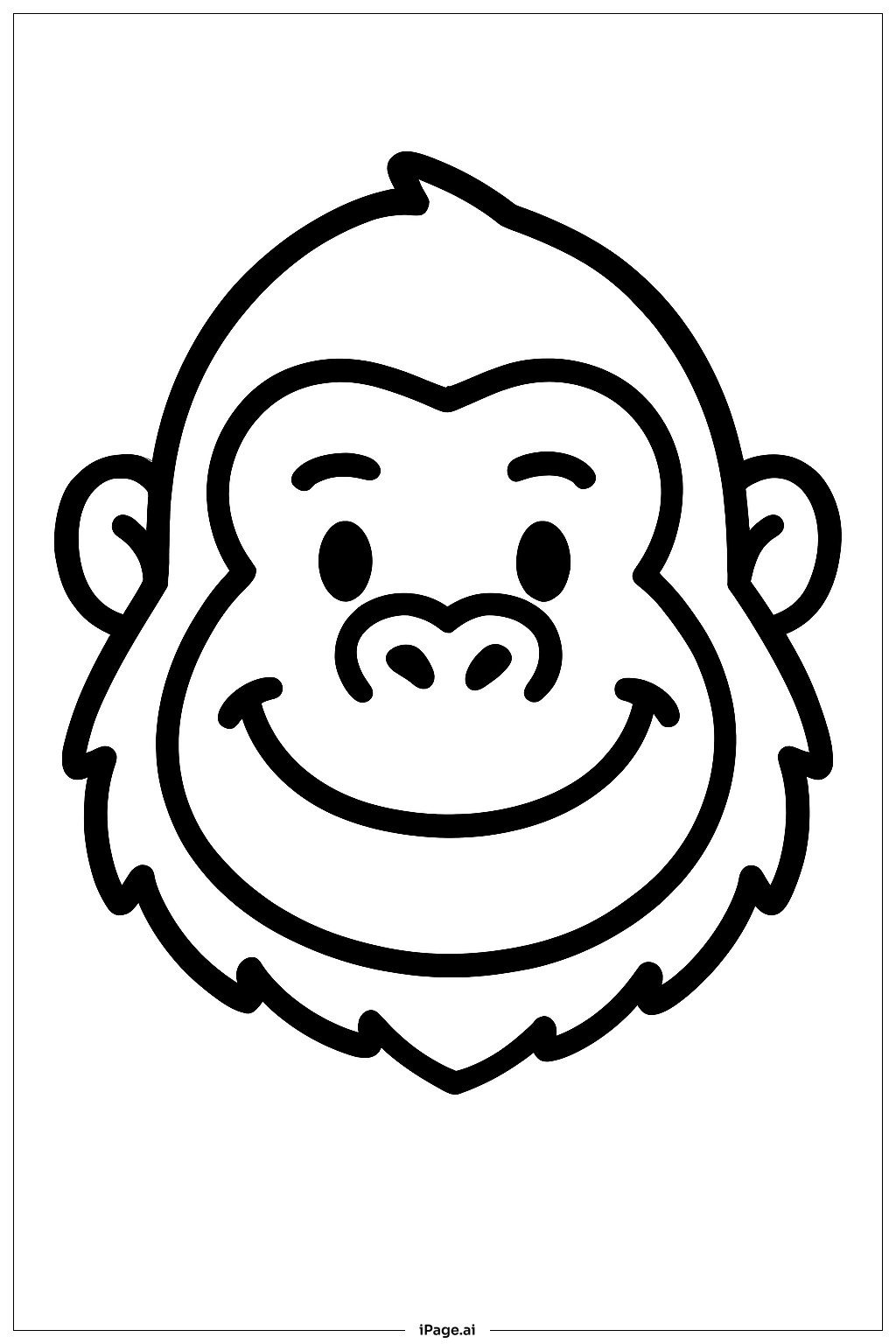  Page de coloriage Visage de gorille souriant 