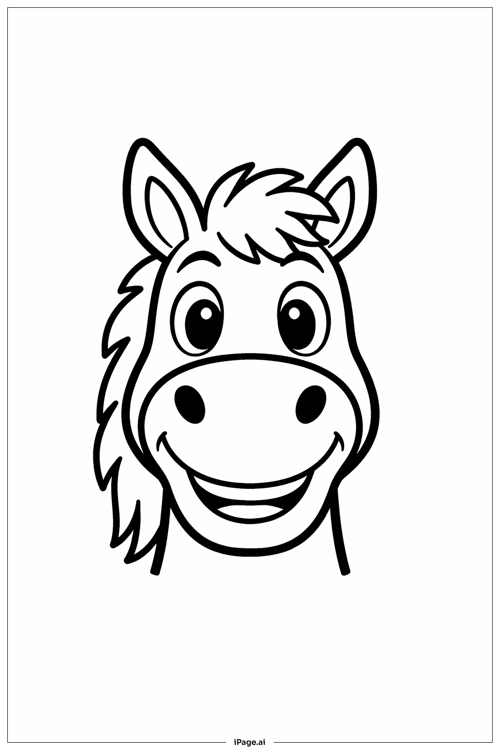  Smiling Horse Face Coloring Page 