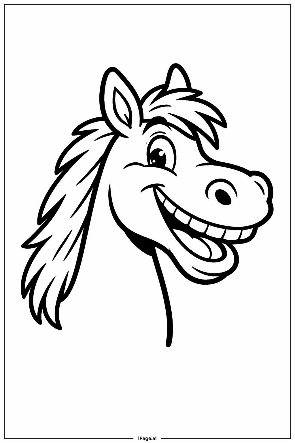 Smiling Horse Profile Coloring Page