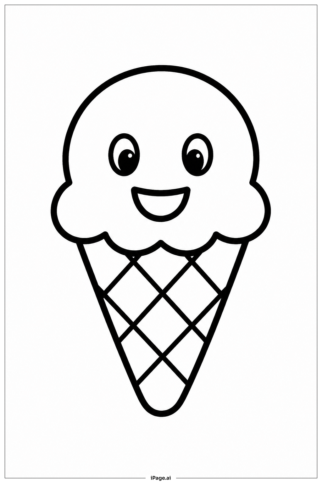  Smiling Ice Cream Cone Coloring Page 