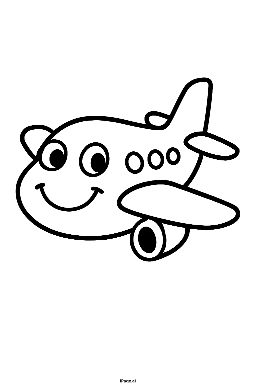  미소 짓는 제트 비행기 색칠공부 페이지 