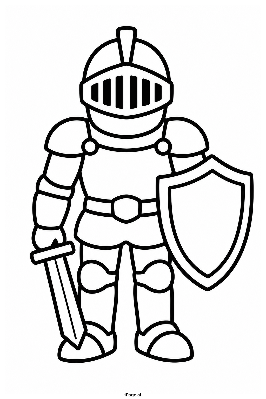 Page de coloriage Chevalier Sourire