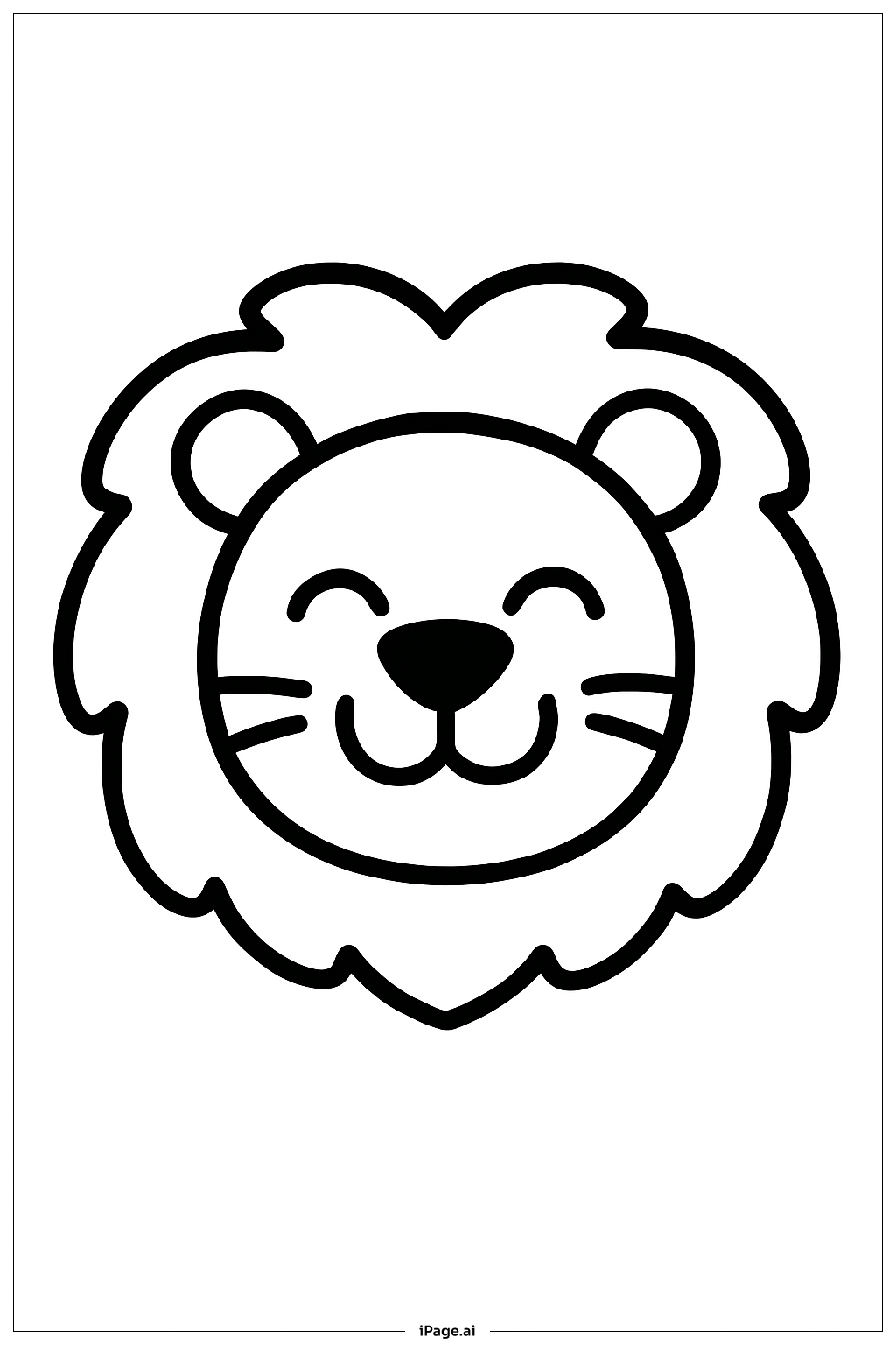  笑顔のライオンの顔の塗り絵ページ 