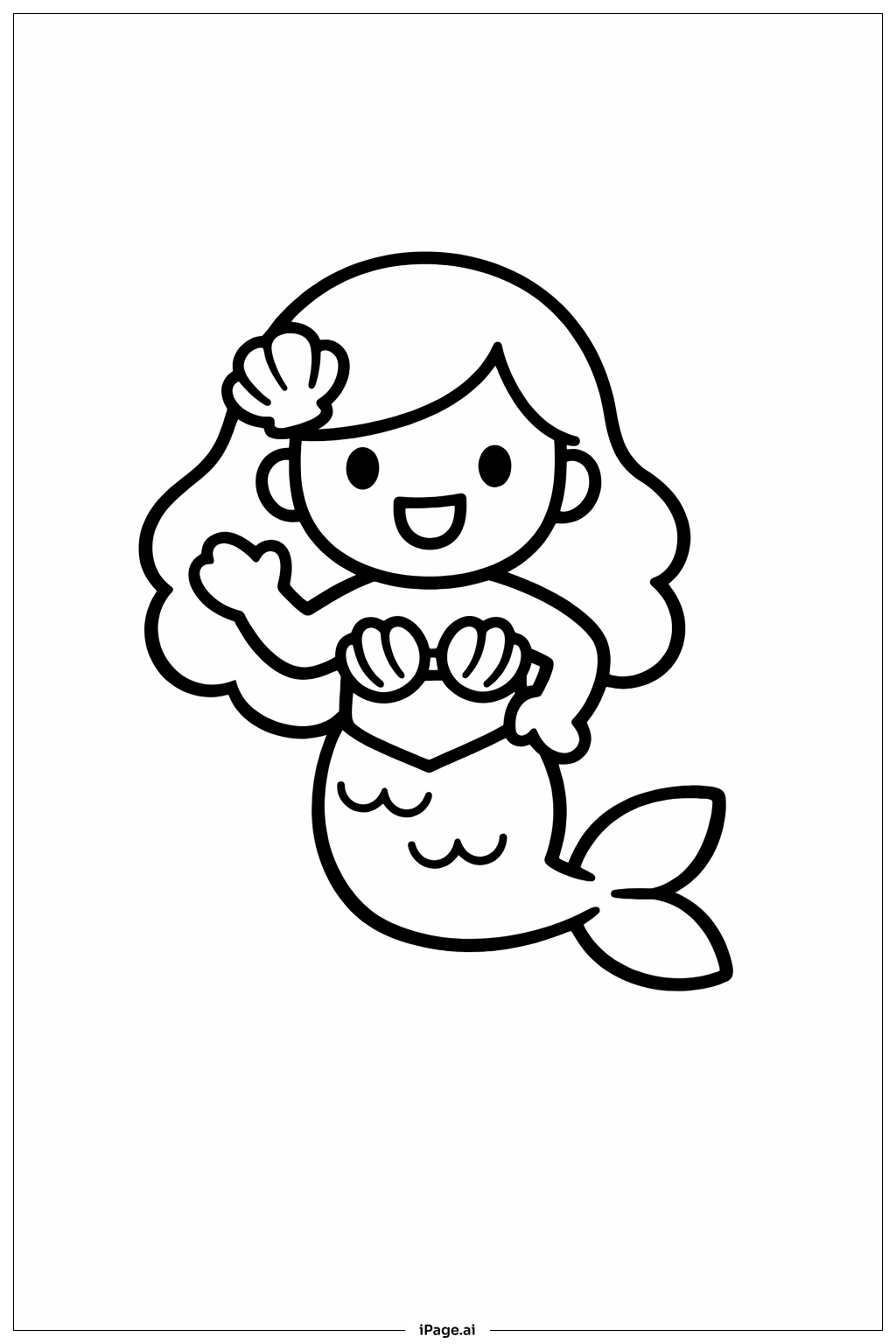 Smiling Mermaid Coloring Page