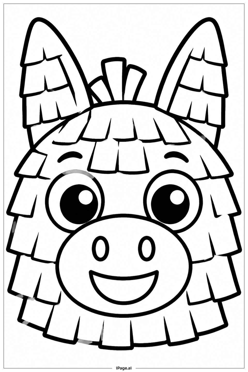 Página para colorear de Pinata sonriente en primer plano
