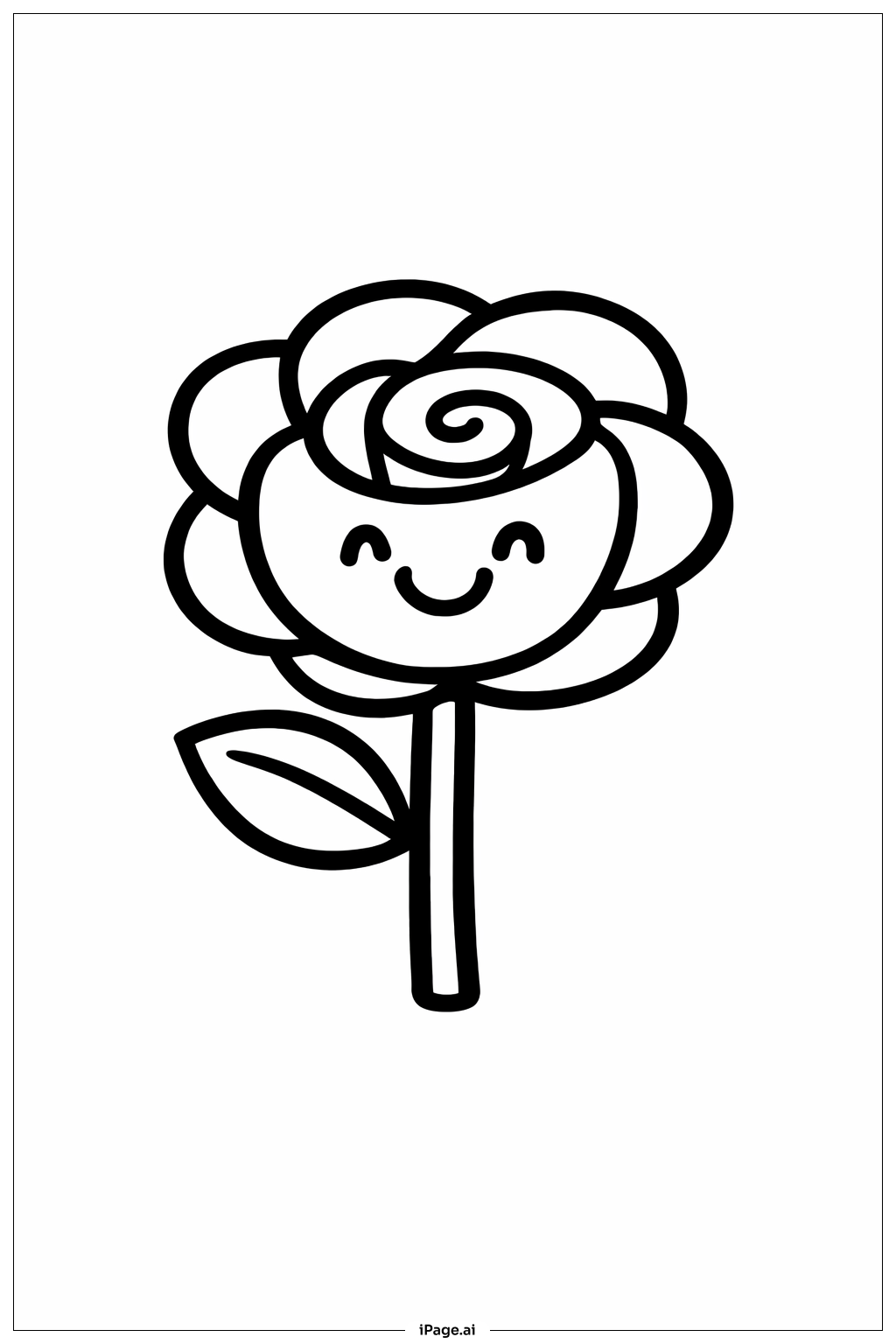 Smiling Rose Flowers Coloring Page