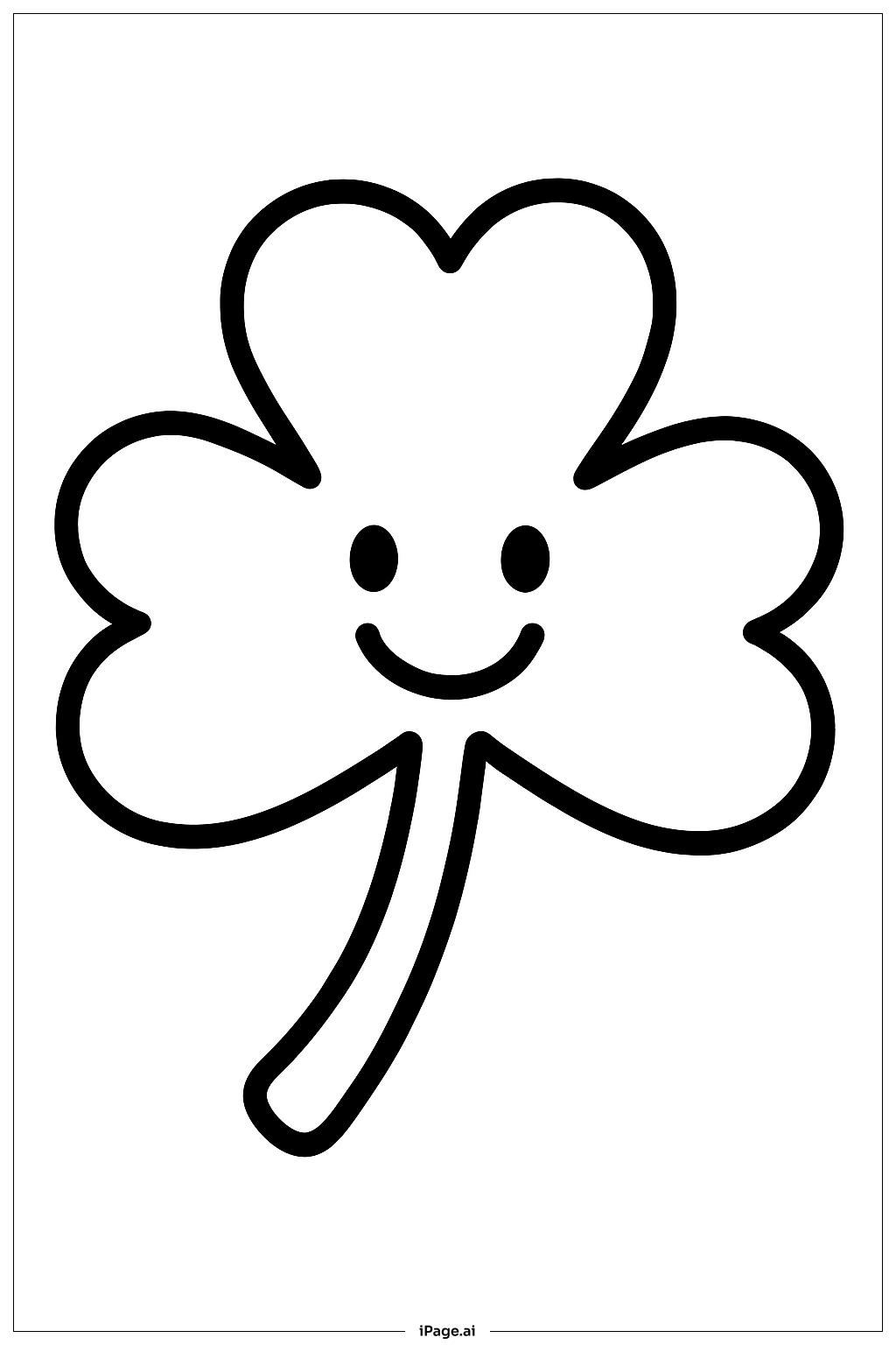  Lächelndes Kleeblatt-Gesicht Ausmalseite 