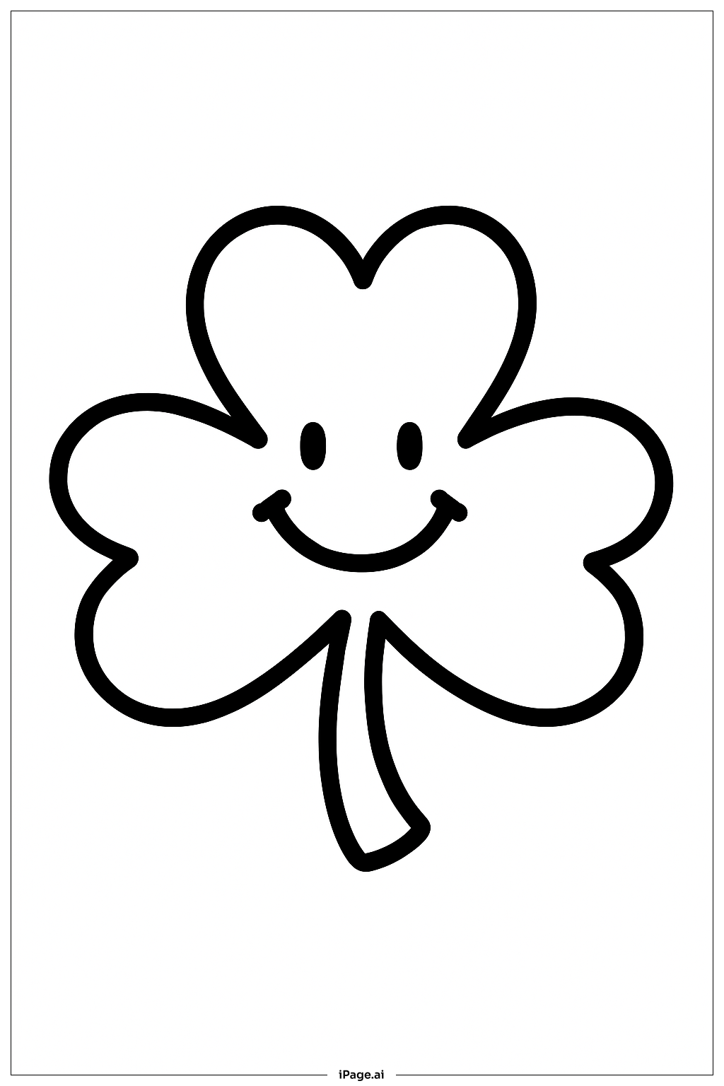 Smiling Shamrock St. Patrick's Day Coloring Page 