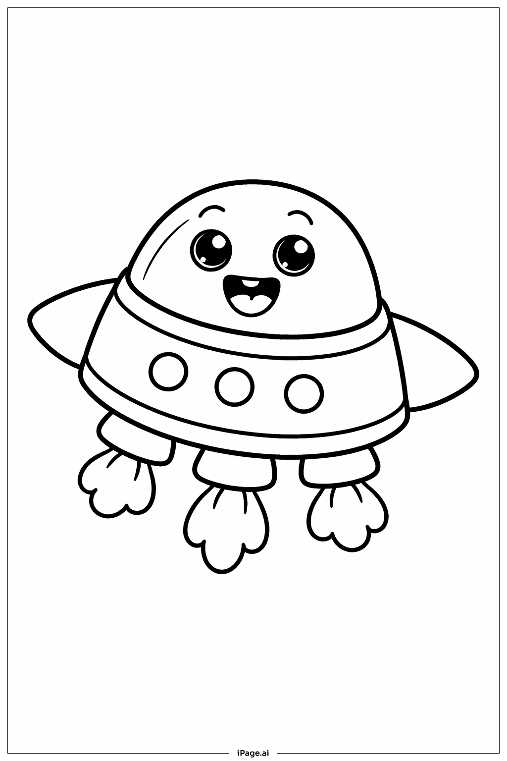 笑顔の宇宙船の塗り絵ページ