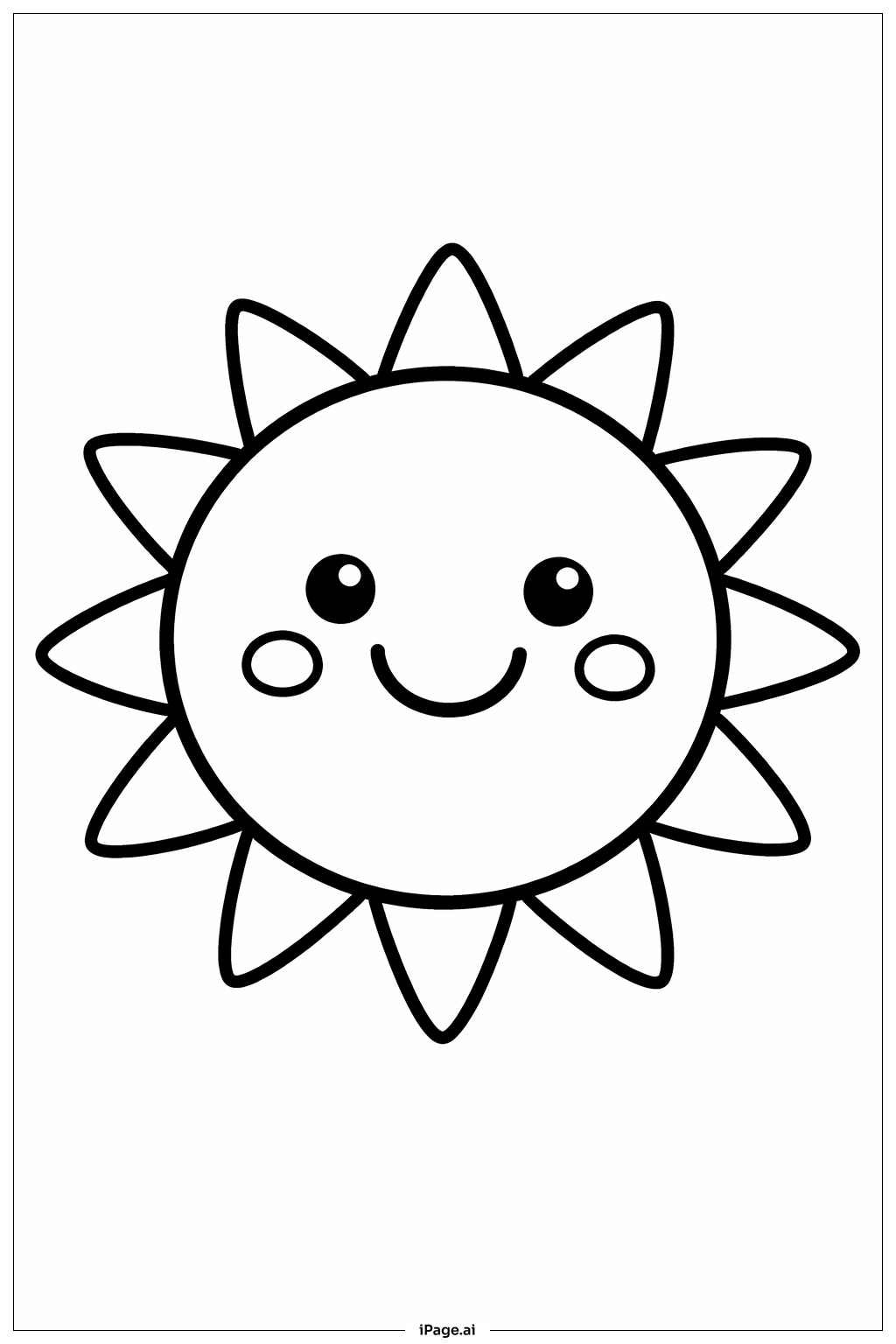  Page de coloriage Visage de Soleil Sourire 