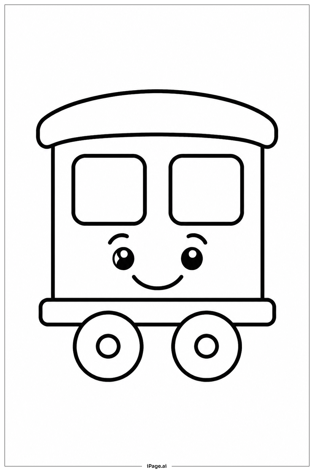 Página para colorear de Vagón de tren sonriente