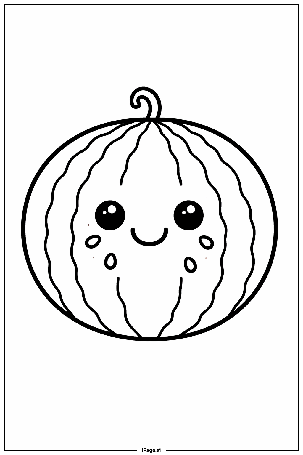 Page de coloriage Visage de pastèque souriante