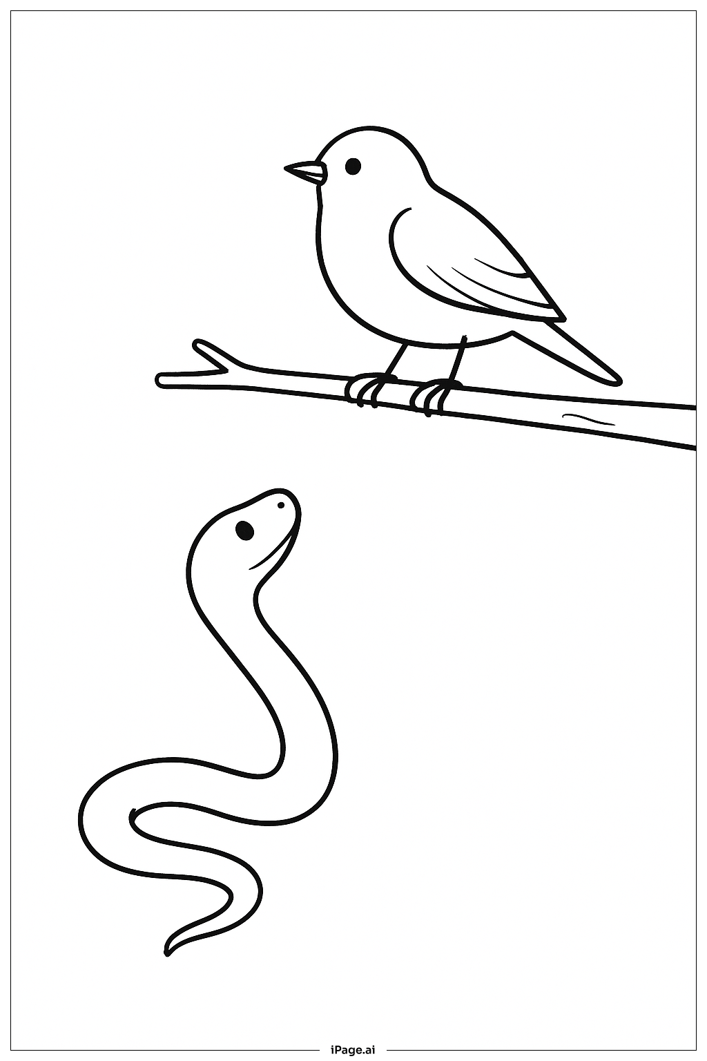  Snake and Bird Coloring Page 