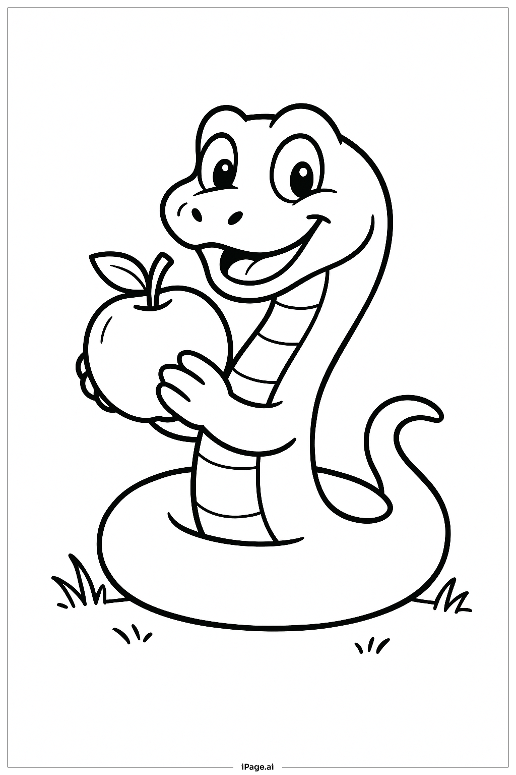 Snake Eating Apple Coloring Page 