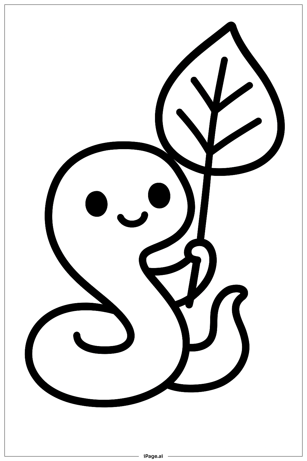  葉を持つヘビの塗り絵ページ 