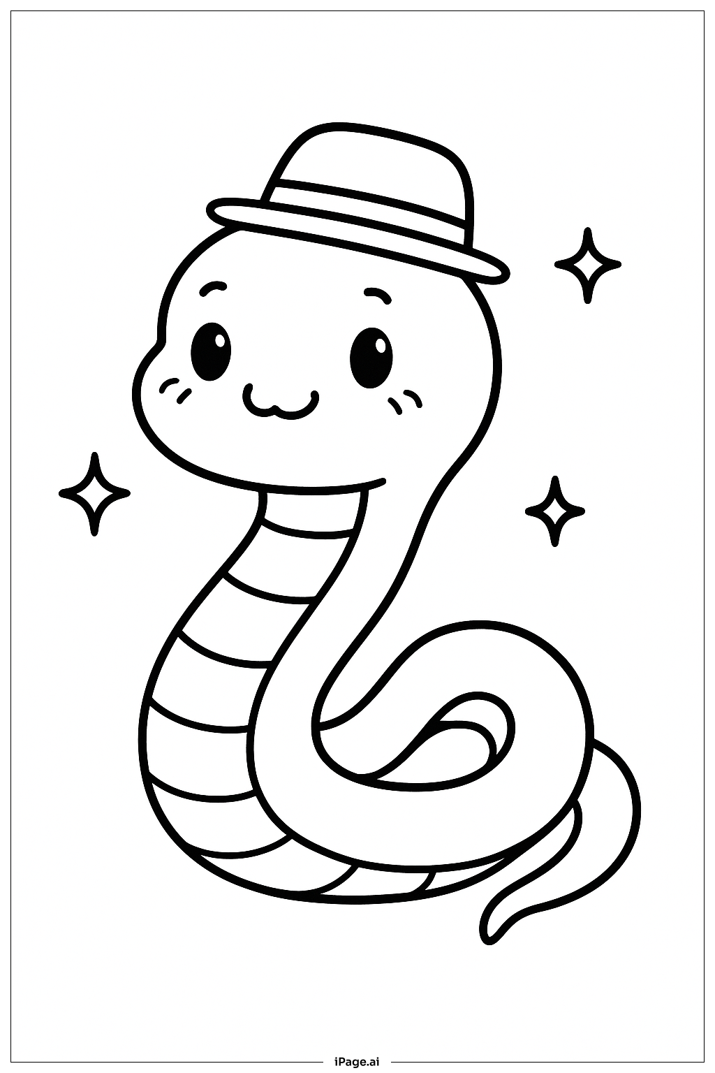  Página para colorear de Serpiente con Sombrero 