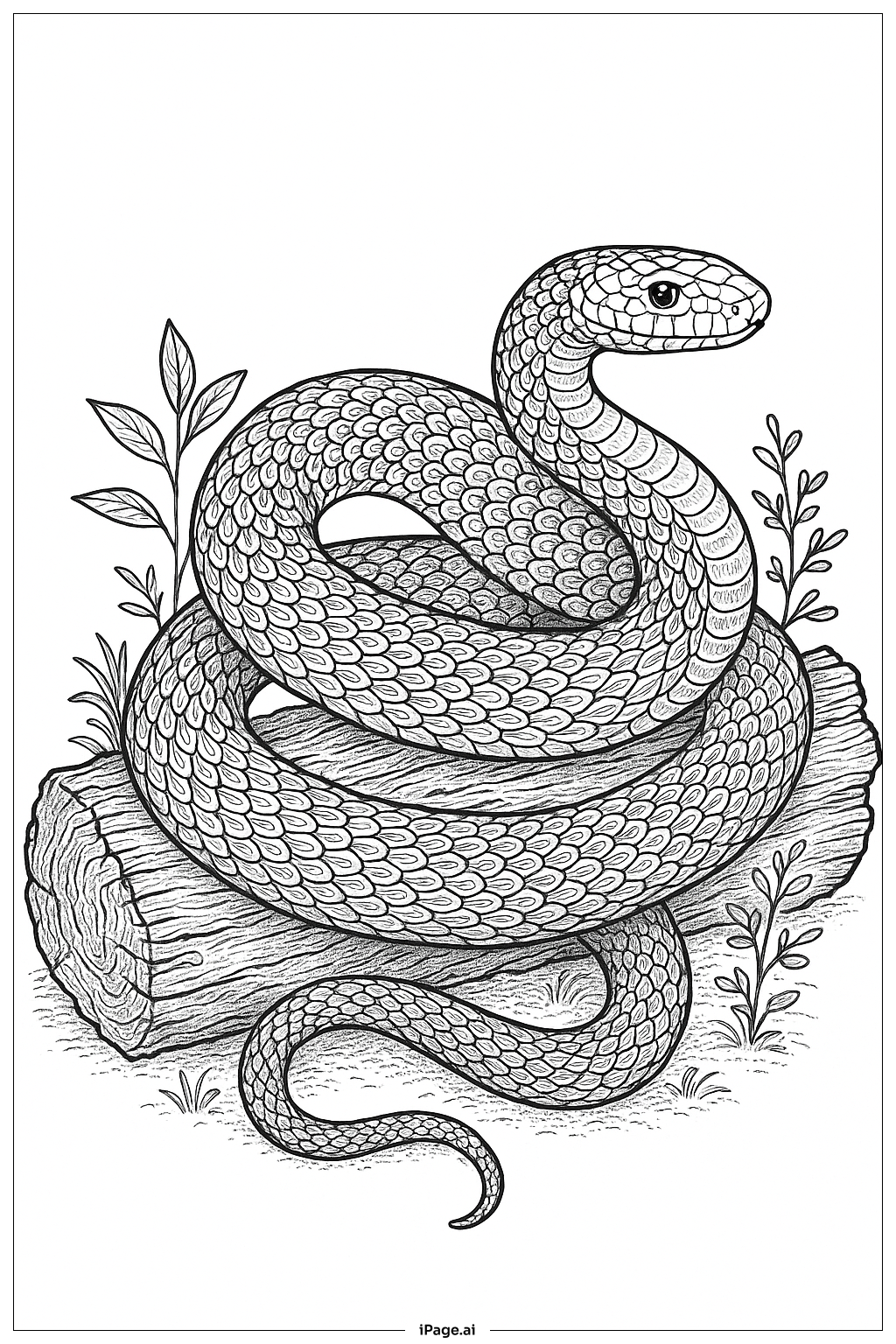  带装饰性鳞片的蛇填色页 