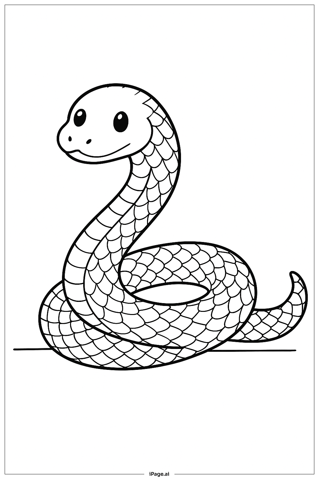  带鳞片图案的蛇填色页 