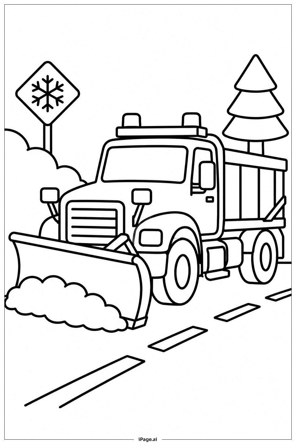 除雪卡車清掃道路著色頁