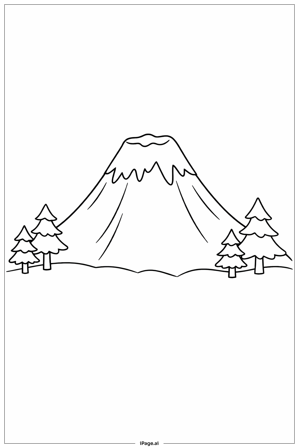  積雪火山峰著色頁 