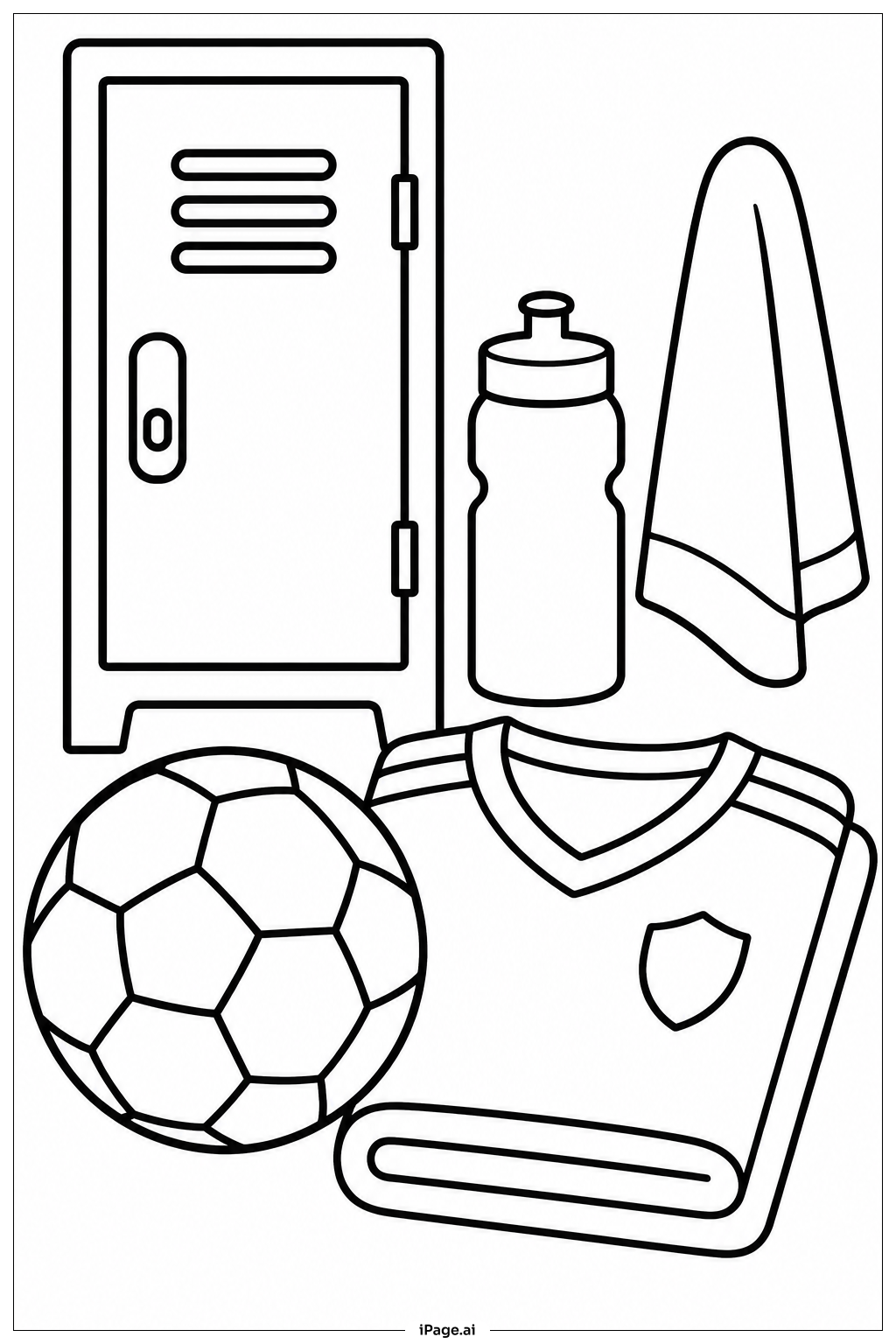Página para colorear de Balón de Fútbol Junto a la Camiseta del Equipo