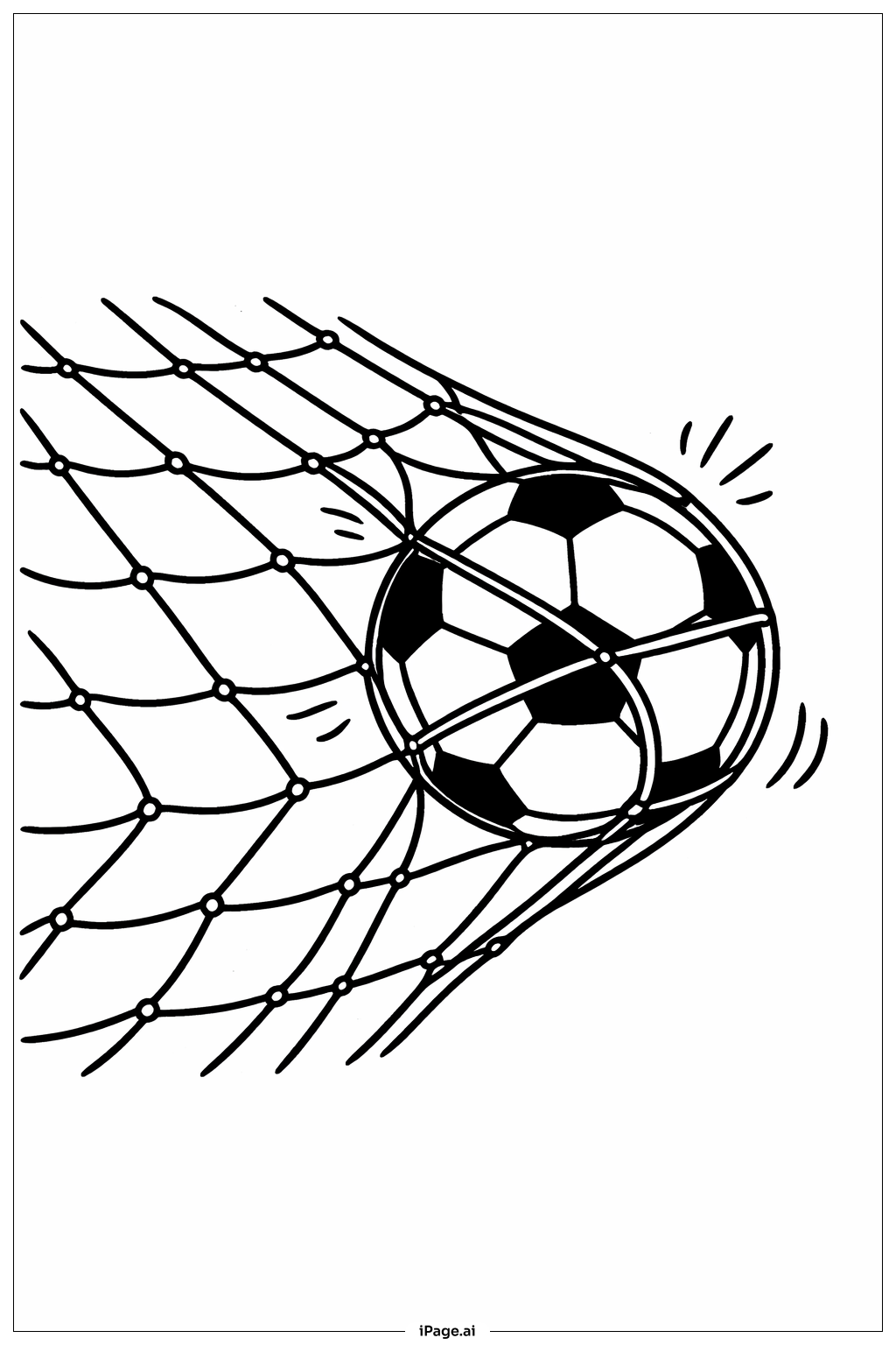 Fußball im Netz Ausmalseite