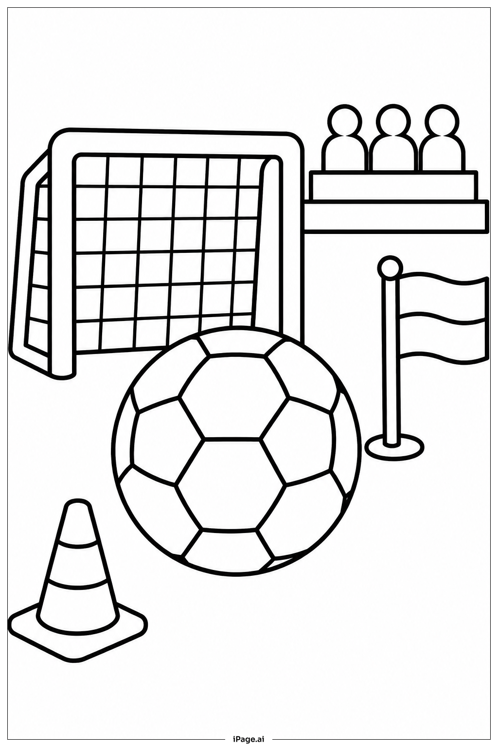 Page de coloriage Ballon de Football Près du But