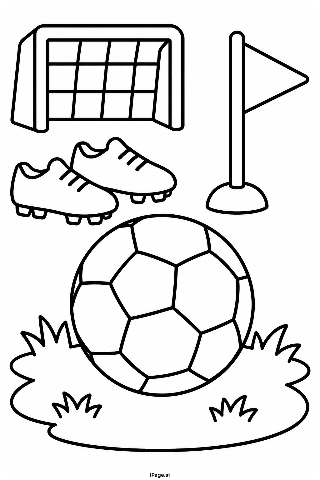 Fußball auf Grasfleck Ausmalseite