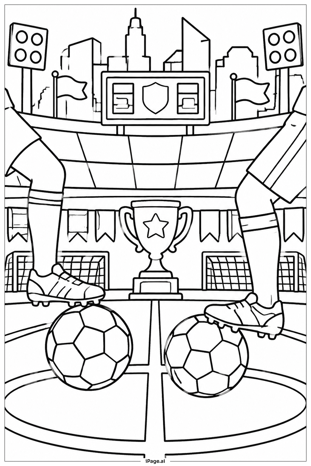 Página para colorir de Celebração no Estádio de Futebol