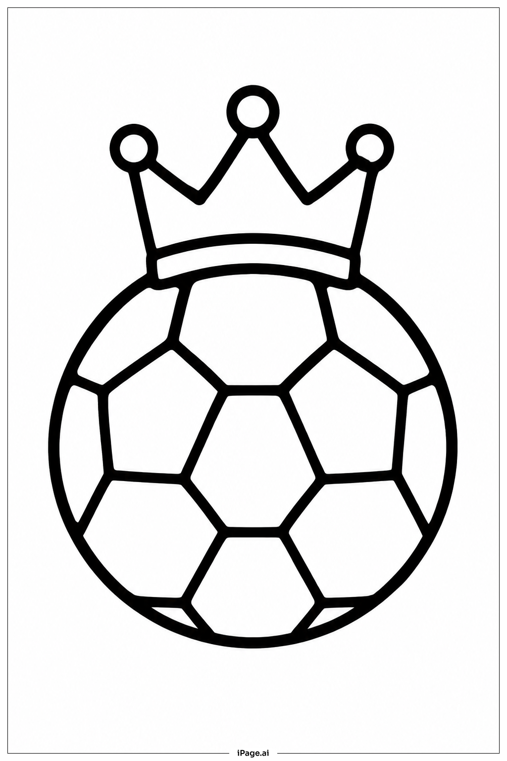 Página para colorear de Pelota de Fútbol con Corona