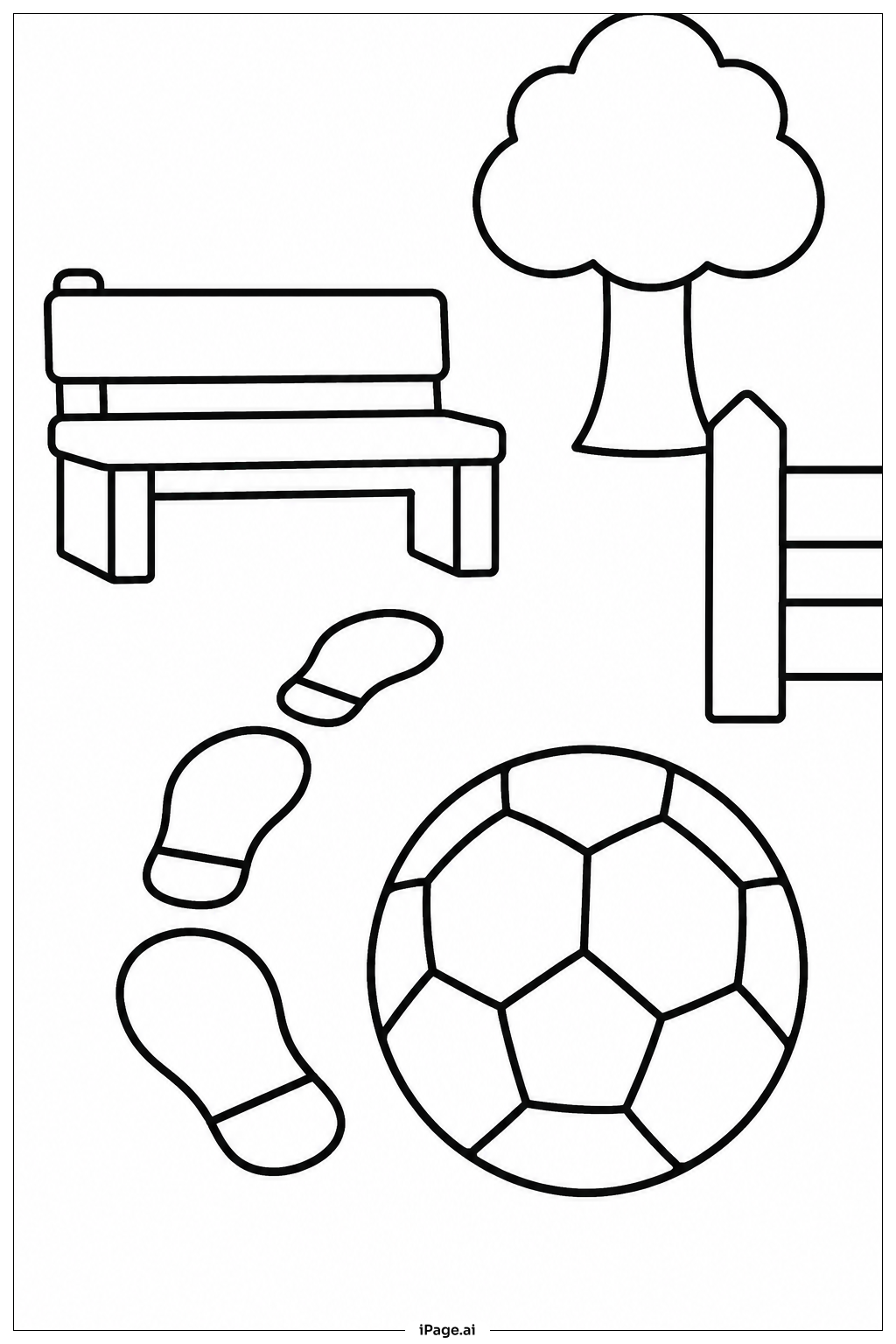 Soccer Ball With Footprint Trail Ausmalseite