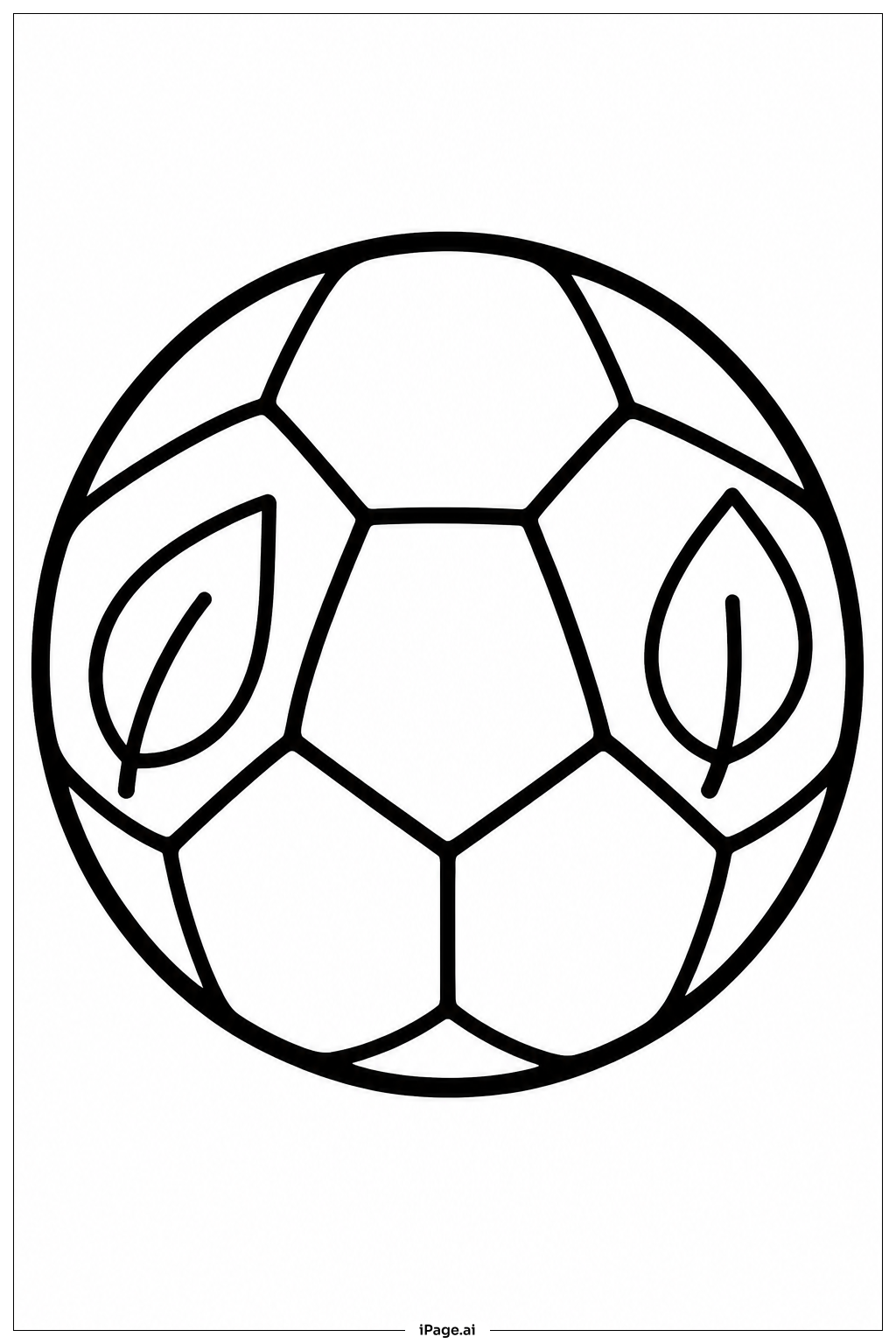 Página para colorear de Balón de Fútbol con Motivo de Hojas