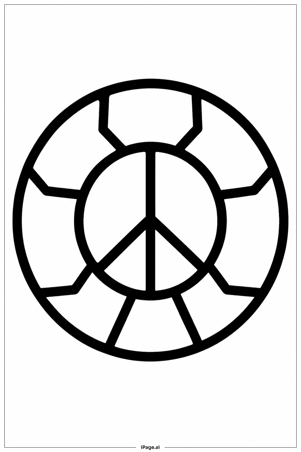 Página para colorear de Balón de Fútbol con Signo de la Paz