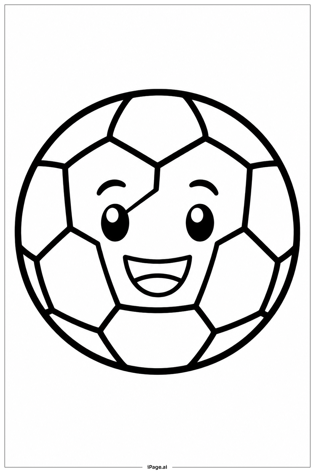 Página para colorear de Balón de fútbol con cara simple