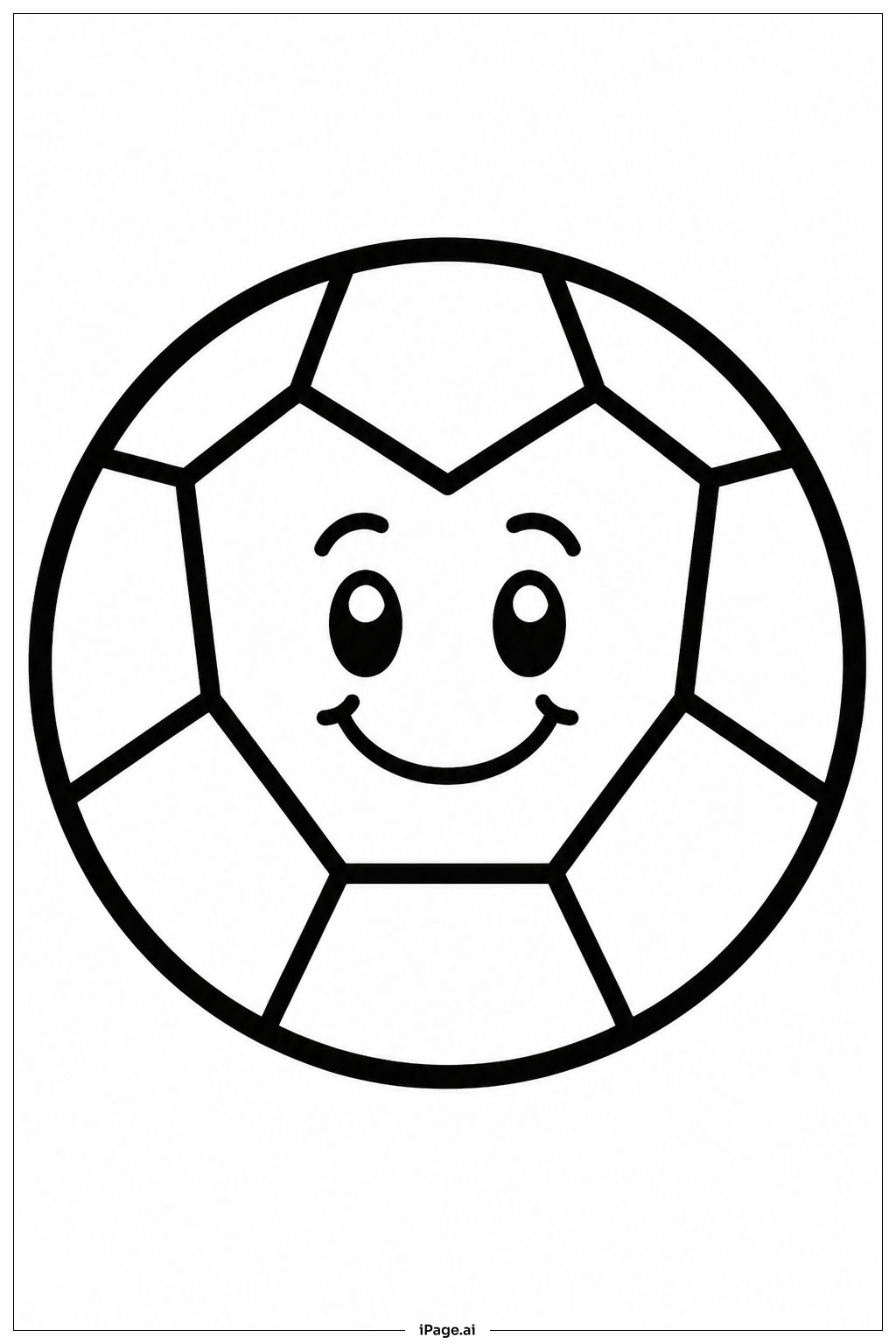 スマイルフェイスのサッカーボールの塗り絵ページ