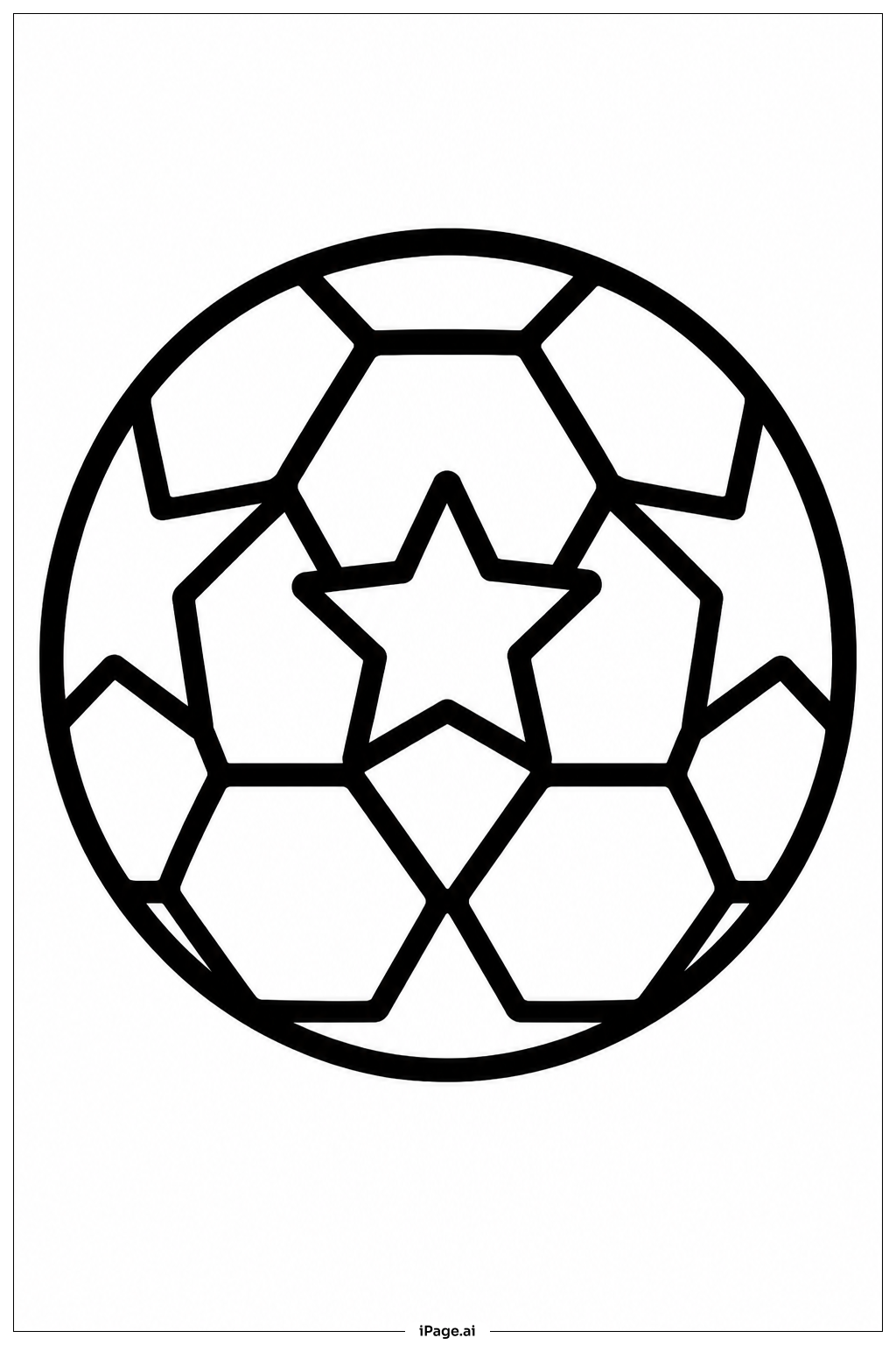 星形パネルのサッカーボールの塗り絵ページ